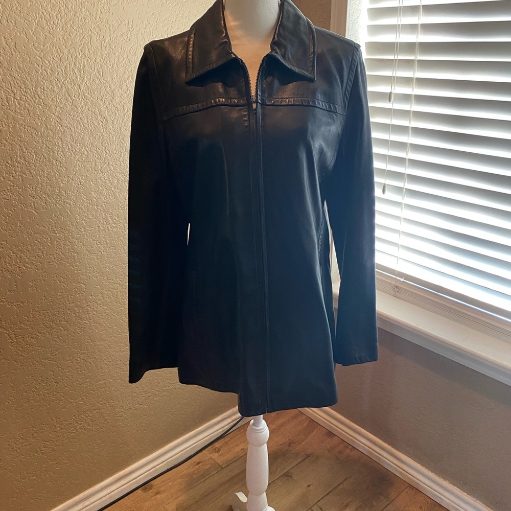 Coach women’s black leather jacket size L